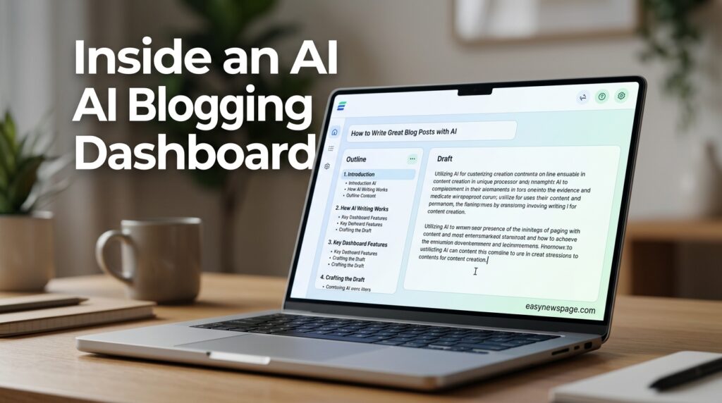 AI writing tool dashboard showing outline and draft panels 
