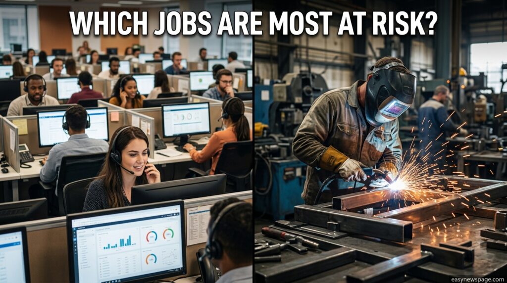 Comparison of high and low AI automation risk jobs across industries 