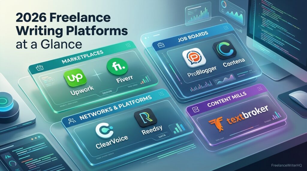 Summary infographic of the best freelance writing platforms in 2026