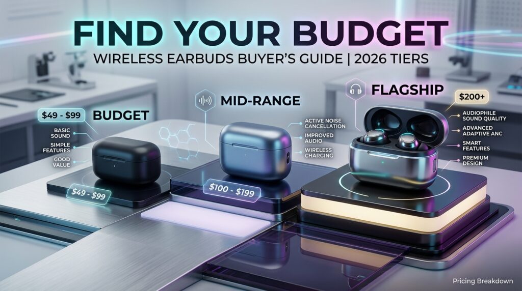 Budget, mid-range, and flagship wireless earbud pricing tiers compared