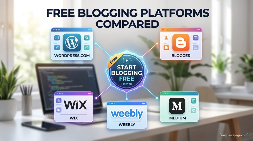 Infographic comparing top free blogging platforms in 2026