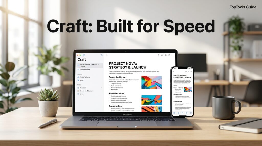 Craft document editor open on a MacBook and iPhone