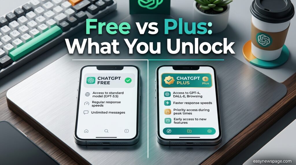 Comparison of ChatGPT Free and Plus plan feature access 