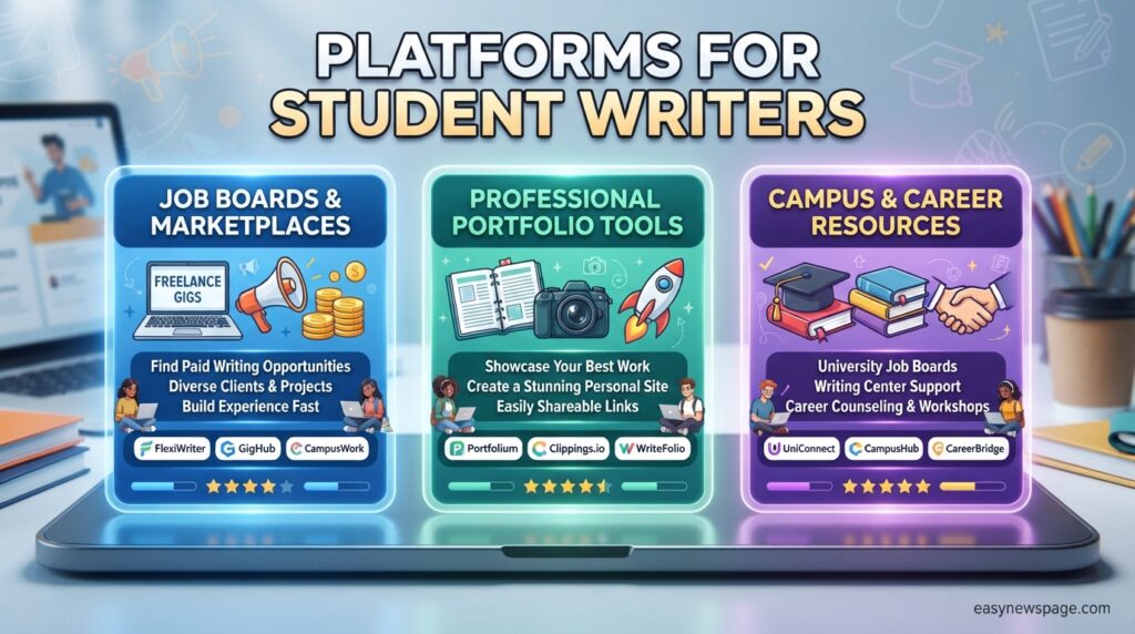 Infographic comparing freelance writing platforms for students 