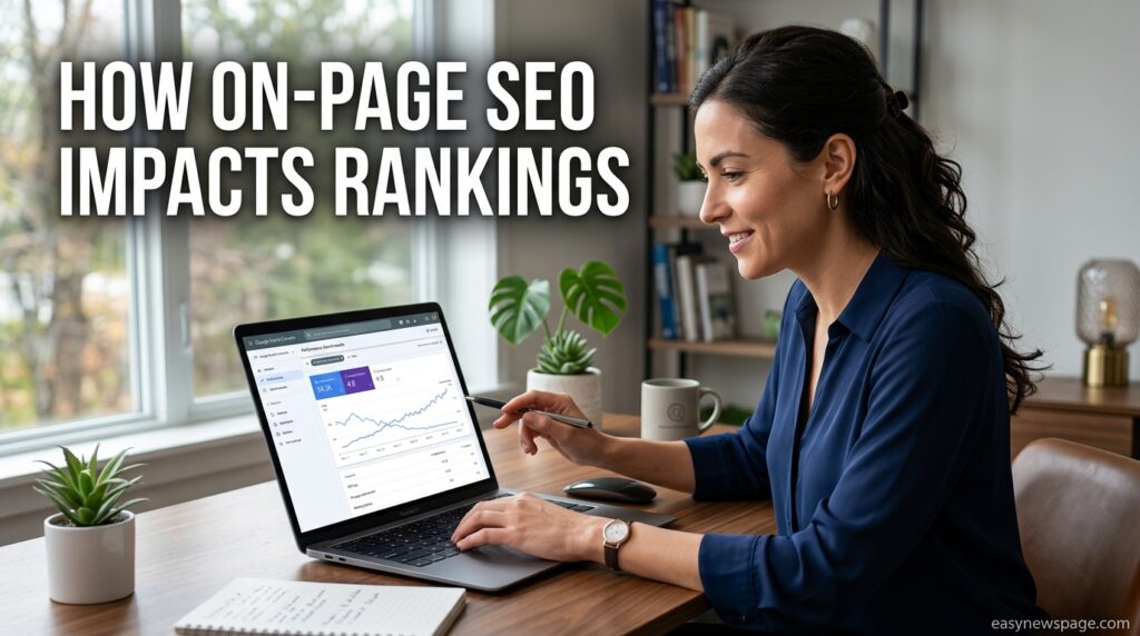 SEO analyst reviewing a Google ranking position and impressions chart