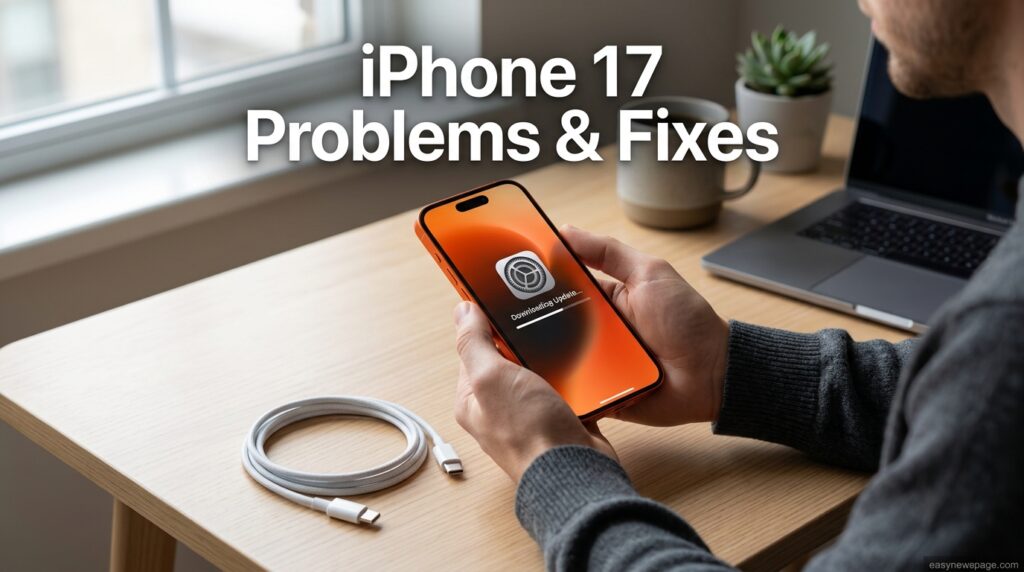 iPhone 17 Pro on a desk illustrating common iPhone 17 problems and fixes