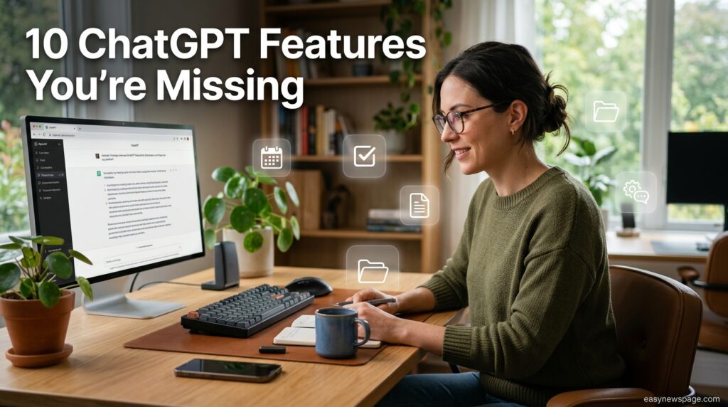 Person using ChatGPT's advanced features on a laptop for productivity