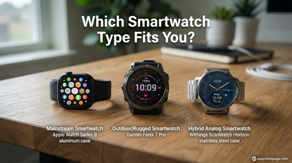 Three smartwatch styles compared side by side for buyers