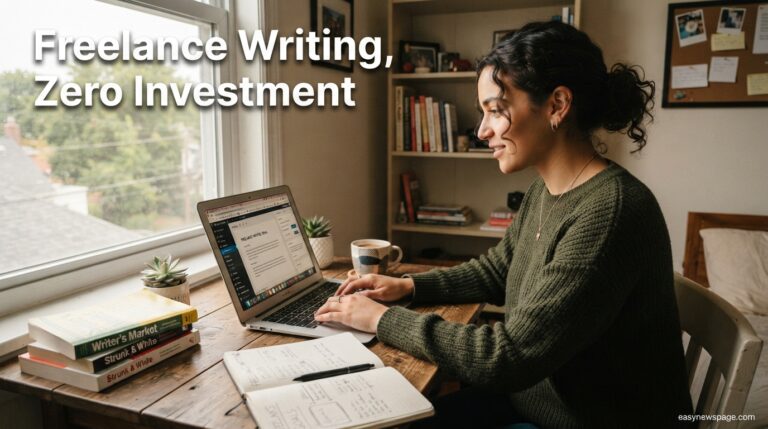 Freelance writer working from home with no paid tools or investment