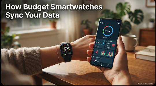 Smartwatch syncing fitness data to a smartphone app 